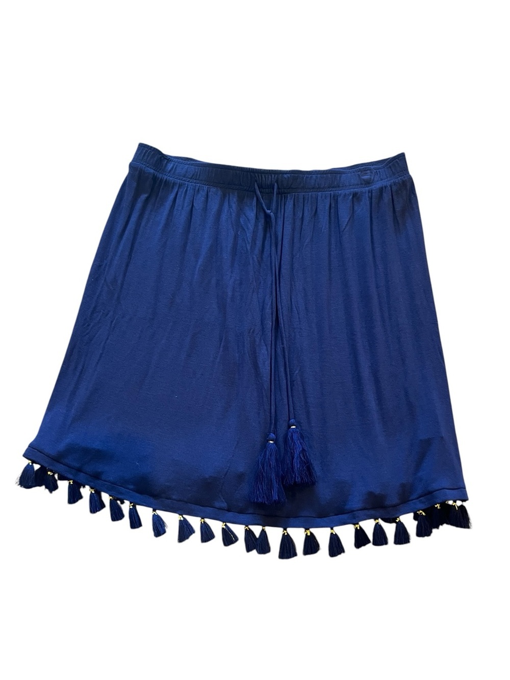 Lilly Pulitzer Palma Tube Skirt in Navy Blue Pom Pom Tassels Pull On